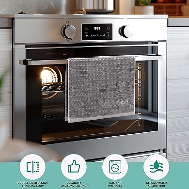 Cotton Kitchen Dish Towels Bulk Absorbent Hanging Loop Plaid Cloths for Drying Cleaning