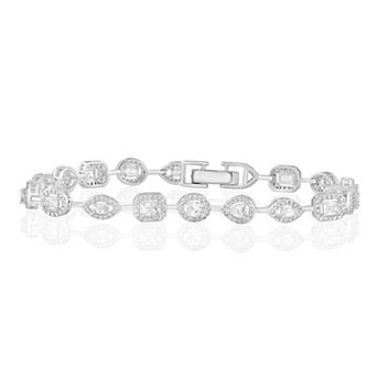 Sienna Vale Silver Tone Multi-Shaped Halo Cubic Zirconia Bracelet