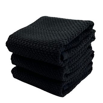 Cotton Kitchen Dish Towels 3-Pack Absorbent Multipurpose Terry Cloth for Dishes Hands Surfaces