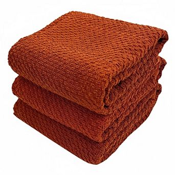 Cotton Kitchen Dish Towels 3-Pack Absorbent Multipurpose Terry Cloth for Dishes Hands Surfaces