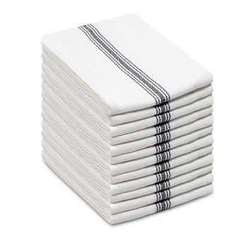 Scandia Stripe 12 Pack Kitchen Towels Pure Cotton Low Lint Reusable Sturdy Weave