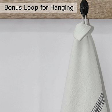 Scandia Stripe 12 Pack Kitchen Towels Pure Cotton Low Lint Reusable Sturdy Weave
