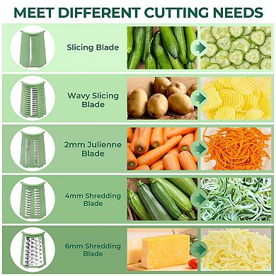 Rotary Cheese Grater 5 Blades Strong Suction Base Vegetable Shredder Slicer Kitchen Food Grater