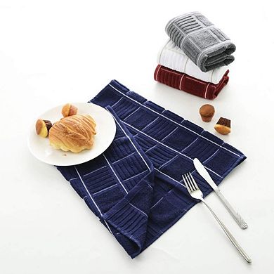 Cotton Kitchen Towels Absorbent Soft Hanging Loop 3 Pack Multi Use