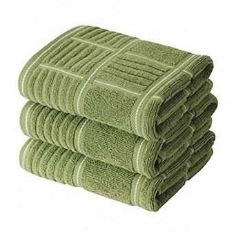 Cotton Kitchen Towels Absorbent Soft Hanging Loop 3 Pack Multi Use