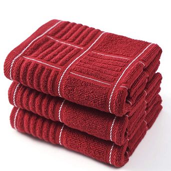 Cotton Kitchen Towels Absorbent Soft Hanging Loop 3 Pack Multi Use