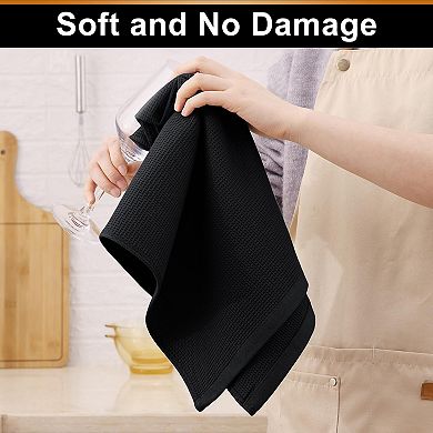 Cotton Waffle Weave Kitchen Towels 4 Pack Soft Absorbent Lint Free Machine Washable