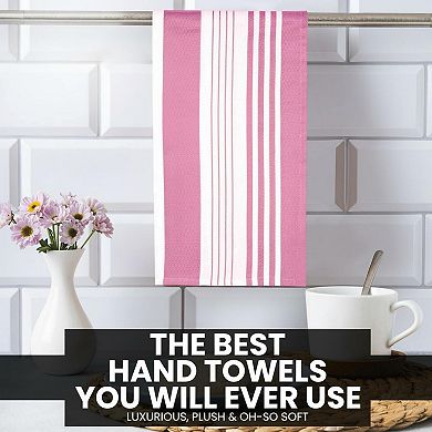 Stripe Kitchen Towels Hanging Loop Absorbent Cotton Set of 6 Reusable Versatile