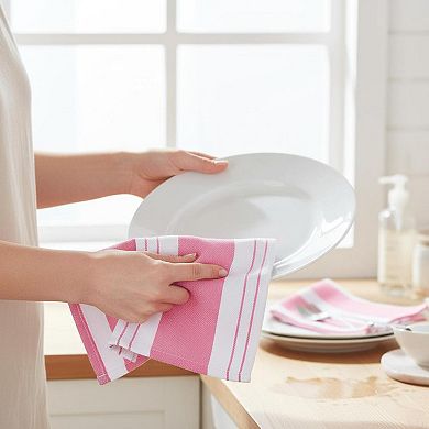 Stripe Kitchen Towels Hanging Loop Absorbent Cotton Set of 6 Reusable Versatile