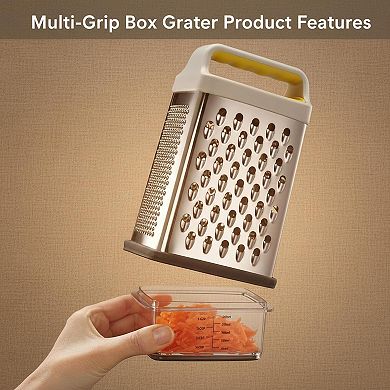 MultiGrip Box Grater Stainless Steel Precision Grip Ergonomic Handle NonSlip Base Dishwasher Safe