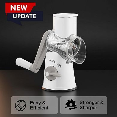 Rotary Cheese Grater Shredder 5 Interchangeable Blades Strong Suction Base Safe Detachable
