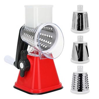 Cheese Graters w/ Handle Manual Shredder Rotary Grater 3 Replaceable Drums for Vegetables Fruit Food