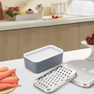 Cheese Grater With Container Box Shredder Stainless Steel Coarse Fine Grating Lemon Zester