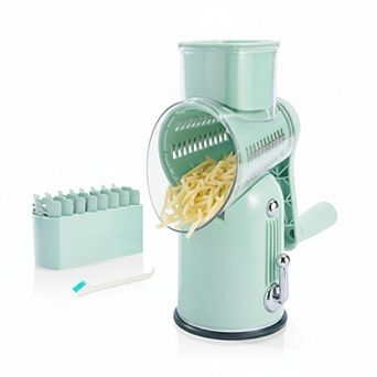 Manual Rotary Cheese Grater 5-in-1 Stainless Shredder Strong Suction Base + Brush & Storage Box