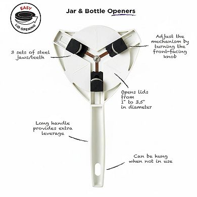 Strain-Free Jar Bottle Opener Adjustable Steel Jaws Long Handle