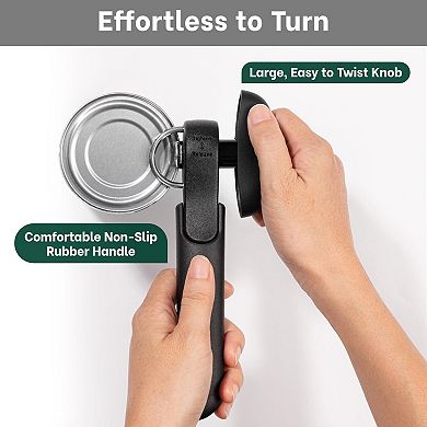 Manual Can Opener Smooth Edge Safety Side Cut Effortless Grip Easy Turn Knob No Edges
