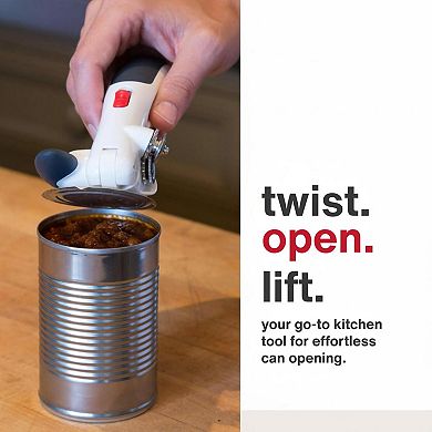 Manual Can Opener with Locking Mechanism Lid Lifter Magnetic Smooth Edge Easy Turn Handle