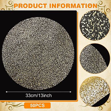 50 Piece Disposable Round Foil Placemats for Party Wedding Home Decor