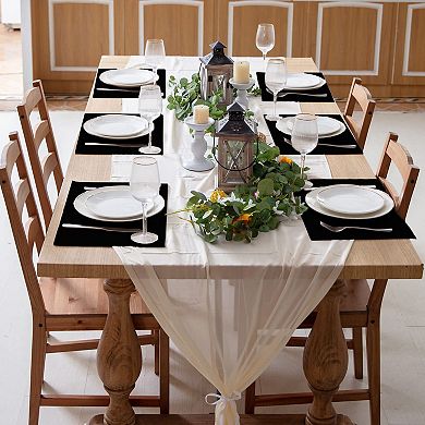 Linen-Type Polyester Cloth Placemats Double Layer Heat Resistant Machine Washable Dining Table