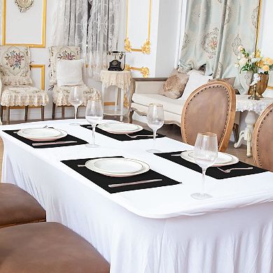 Linen-Type Polyester Cloth Placemats Double Layer Heat Resistant Machine Washable Dining Table