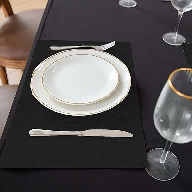 Linen-Type Polyester Cloth Placemats Double Layer Heat Resistant Machine Washable Dining Table