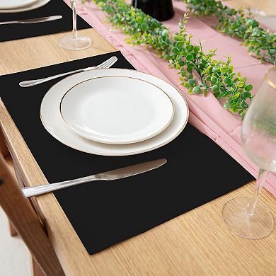 Linen-Type Polyester Cloth Placemats Double Layer Heat Resistant Machine Washable Dining Table