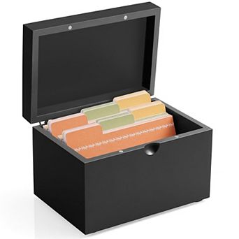 Wooden 3x5 Index Card Holder with 45 Dividers Organizer for Home Office