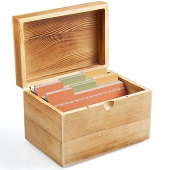 Wooden 3x5 Index Card Holder with 45 Dividers Organizer for Home Office