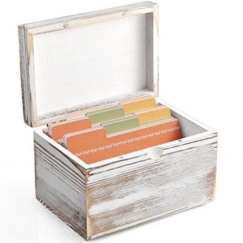 Wooden 3x5 Index Card Holder with 45 Dividers Organizer for Home Office