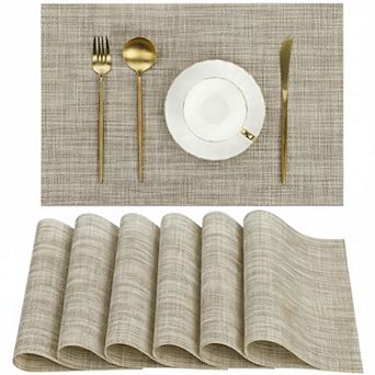 Woven Vinyl Placemats Reversible PVC Heat Resistant Non Slip Wipe Clean