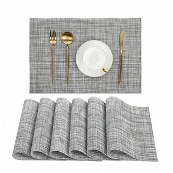 Woven Vinyl Placemats Reversible PVC Heat Resistant Non Slip Wipe Clean