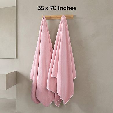 2 Pack Extra Large Microfiber Bath Sheets 35x70" 670g Soft Absorbent Quick Dry for Bathroom Spa Gym