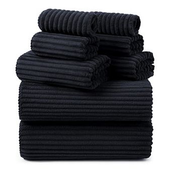 8 pc Bath Towel Set Microfiber Absorbent Soft Quick Drying Hotel Gym