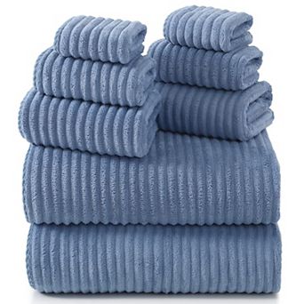 8 pc Bath Towel Set Microfiber Absorbent Soft Quick Drying Hotel Gym