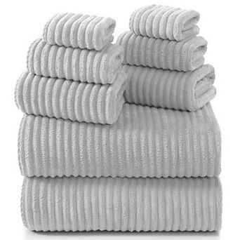 8 pc Bath Towel Set Microfiber Absorbent Soft Quick Drying Hotel Gym