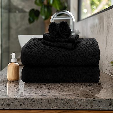 Luxury Waffle Weave Bath Towels 100% Combed Cotton Absorbent Plush
