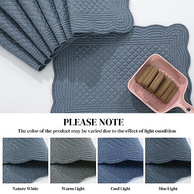 Quilted Cotton Placemats Set of 6 Washable 13x18 Inches Rectangular Double Layer Heat Insulating