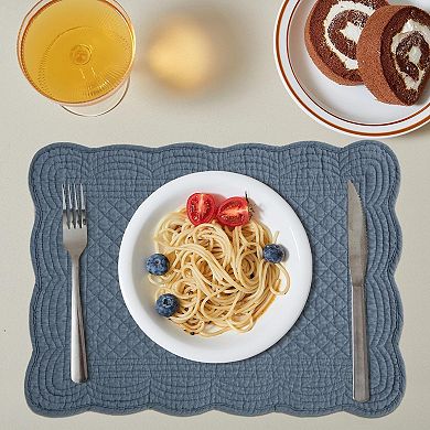 Quilted Cotton Placemats Set of 6 Washable 13x18 Inches Rectangular Double Layer Heat Insulating