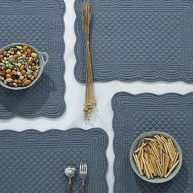Quilted Cotton Placemats Set of 6 Washable 13x18 Inches Rectangular Double Layer Heat Insulating
