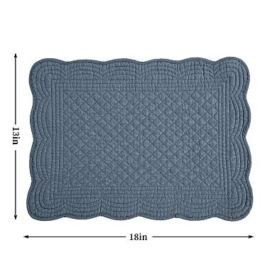 Quilted Cotton Placemats Set of 6 Washable 13x18 Inches Rectangular Double Layer Heat Insulating