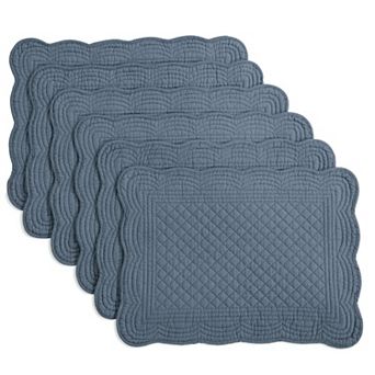 Quilted Cotton Placemats Set of 6 Washable 13x18 in Rectangular Double Layer Heat Insulating