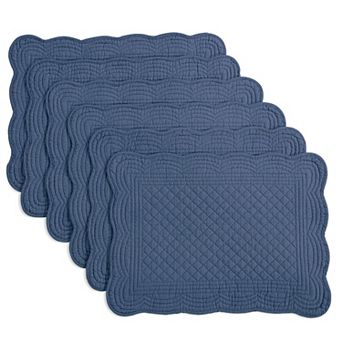 Quilted Cotton Placemats Set of 6 Washable 13x18 in Rectangular Double Layer Heat Insulating