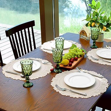 Round Faux Leather Placemats Set Waterproof Wipeable Heat Resistant Non Slip for Dining Table