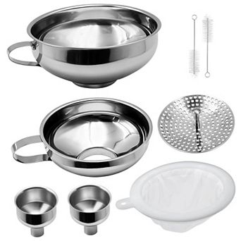 6 Pack Stainless Steel Canning Funnel Set with Mesh Strainer for Mason Jars Bottles Dry Ingredients