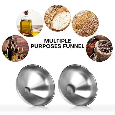 3 Pack Stainless Steel Kitchen Funnel Set with 2 Spouts Strainer Food Grade