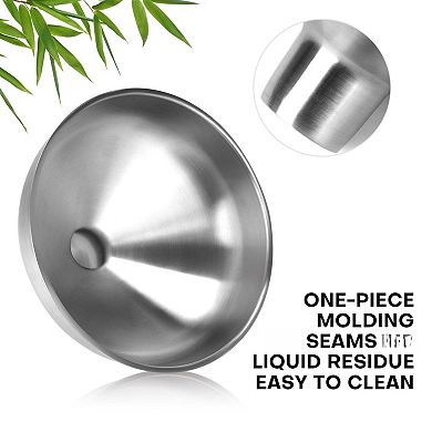 3 Pack Stainless Steel Kitchen Funnel Set with 2 Spouts Strainer Food Grade
