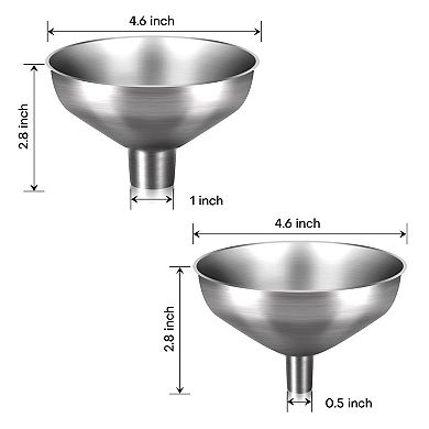 3 Pack Stainless Steel Kitchen Funnel Set with 2 Spouts Strainer Food Grade