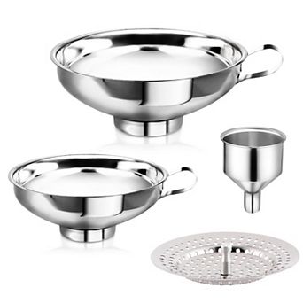 Stainless Steel Canning Funnel Set with Strainer Food Grade Dishwasher Safe