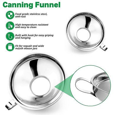 Stainless Steel Canning Funnel Set with Strainer Food Grade Dishwasher Safe