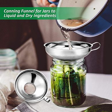 Stainless Steel Canning Funnel Set with Strainer Food Grade Dishwasher Safe